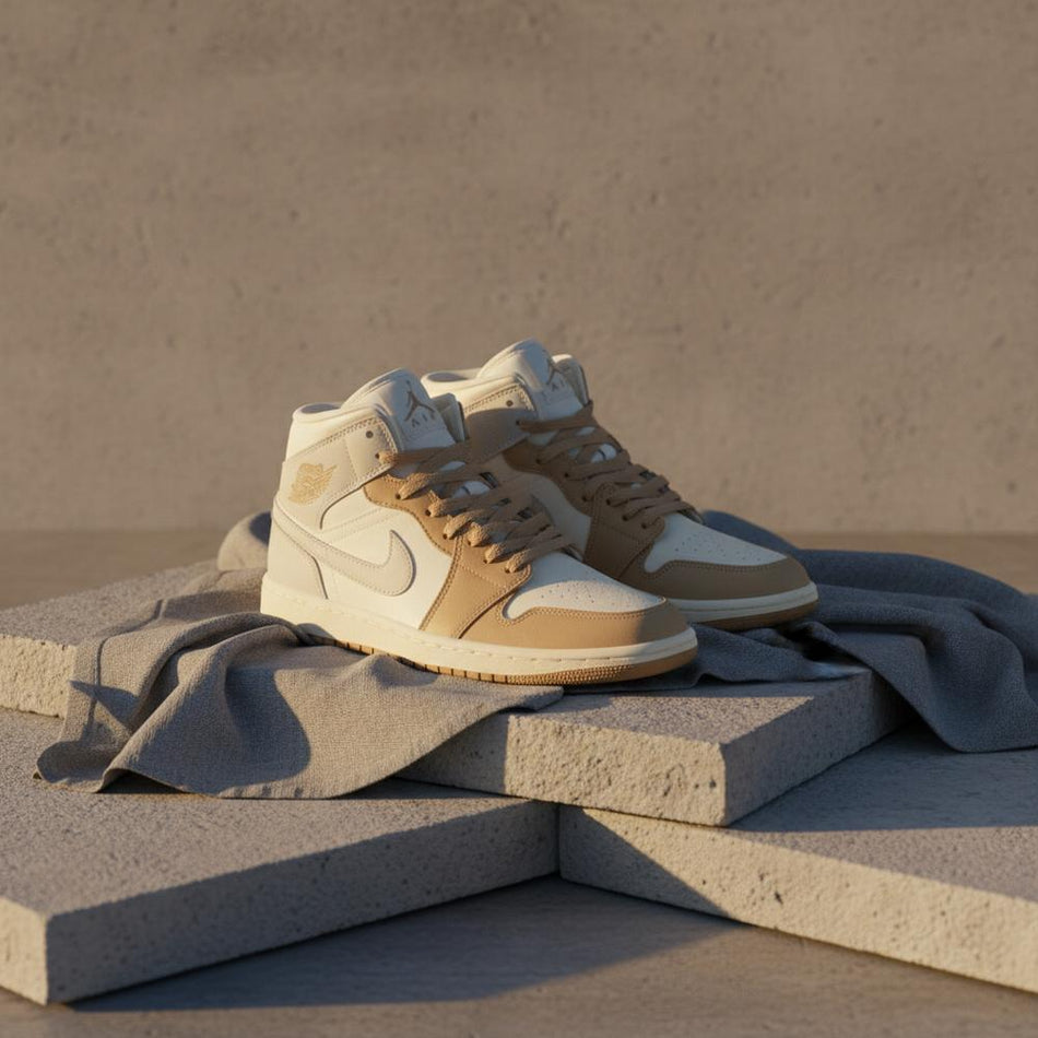 Jordan 1 Mid Tan Toe